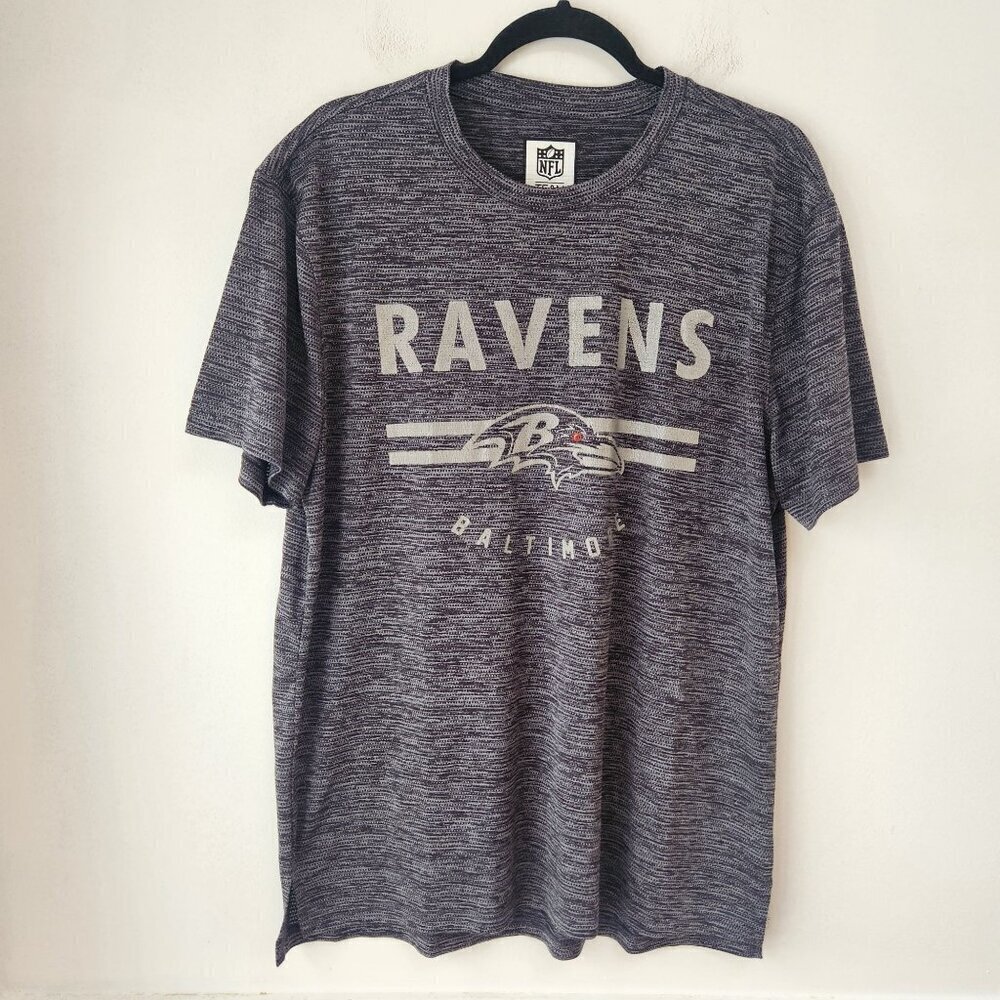 NFL Team Apparel Baltimore Ravens Grey Performance Wear T-Shirt Tee Men's L